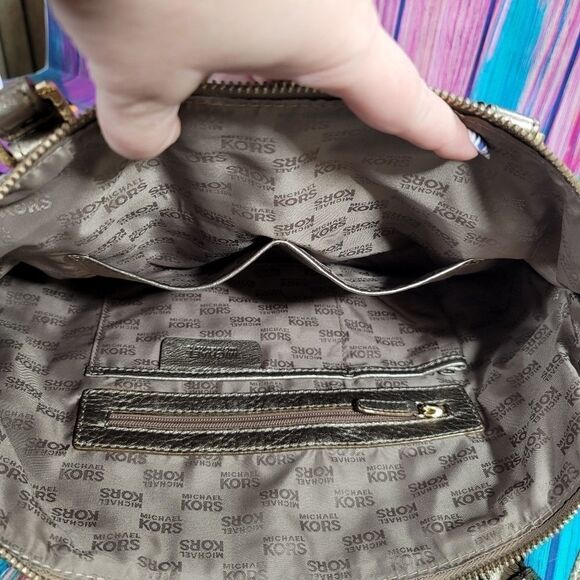 Michael Kors Rouched Gansevoort Bronze and Gold Tote or Large Hand Bag - Picture 13 of 16